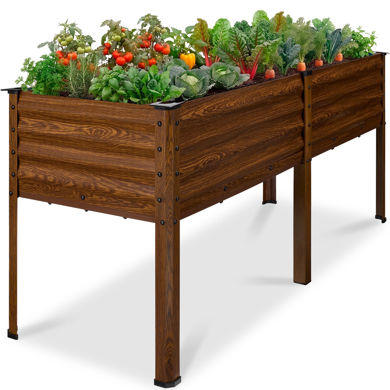 Best Choice Products 72x24x30in Non Toxic Elevated Galvanized Metal Garden Bed Corner Protectors